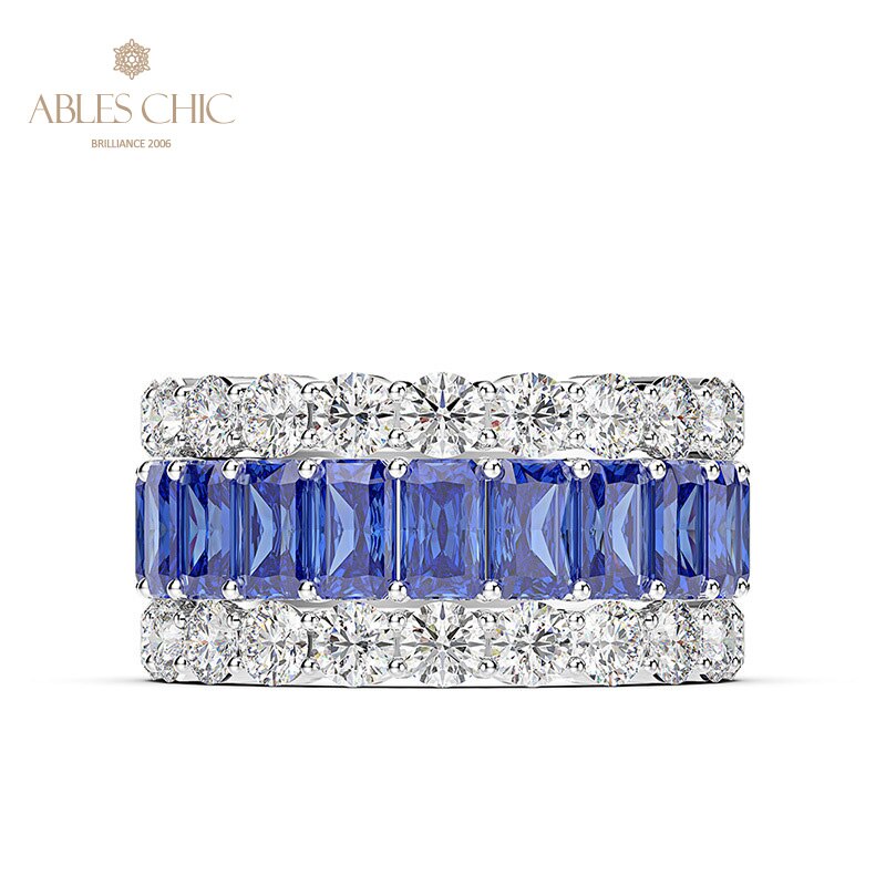 3 Rows Wide Sapphire Wedding Band R0923