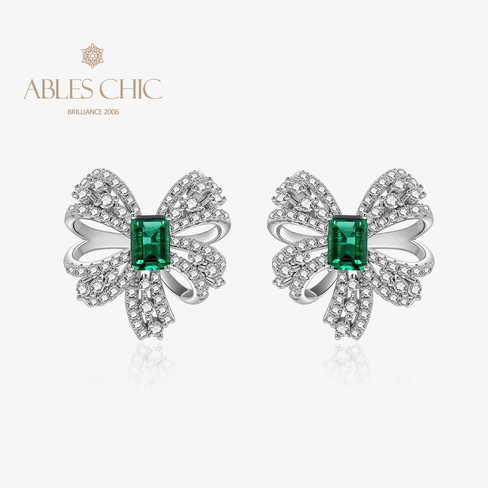 Bowtie Emerald Butterfly Earrings E0400