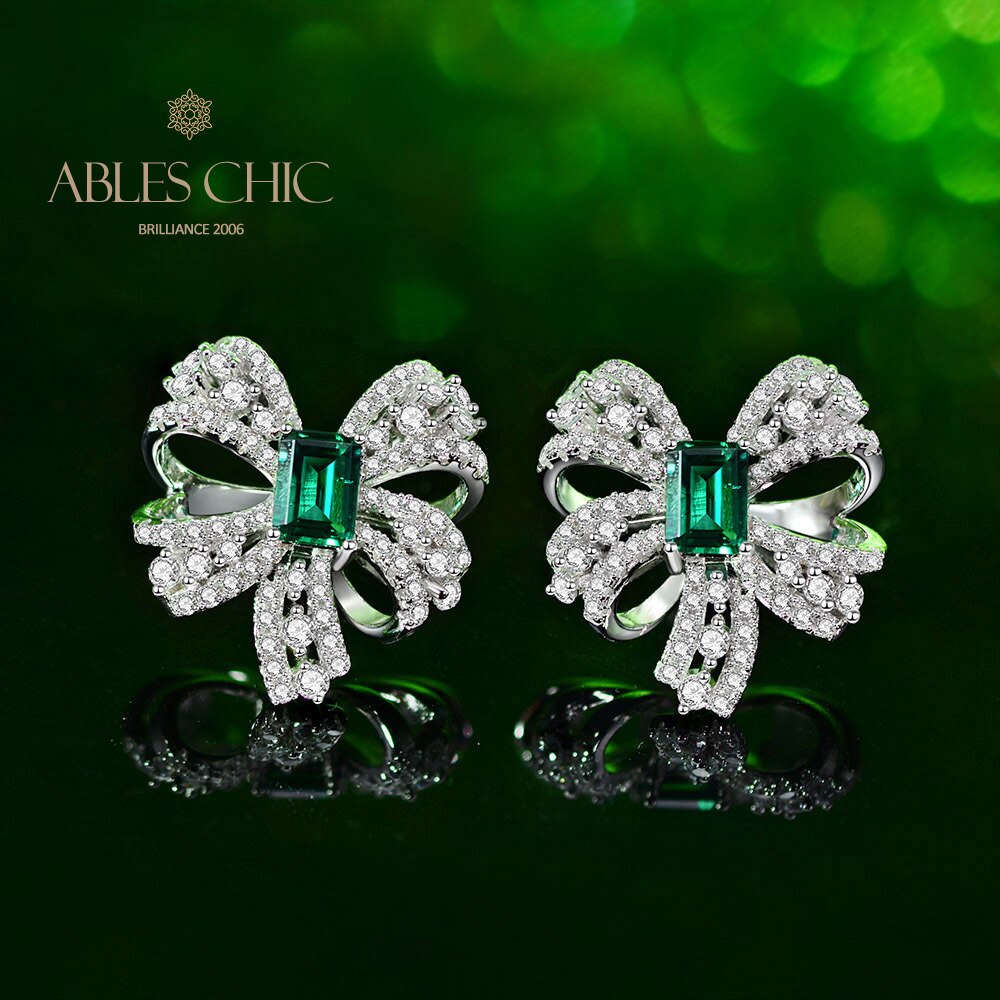 Bowtie Emerald Butterfly Earrings E0400