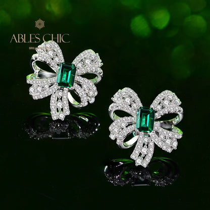 Bowtie Emerald Butterfly Earrings E0400