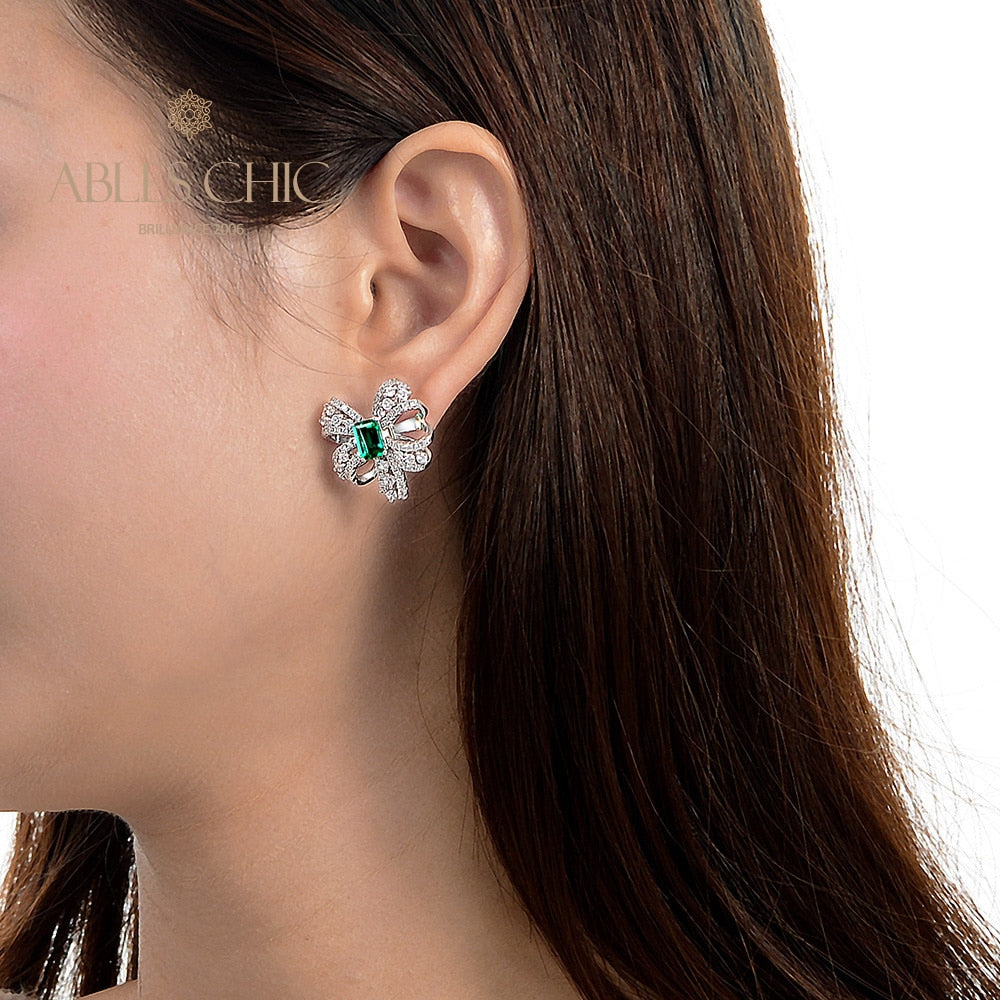 Bowtie Emerald Butterfly Earrings E0400