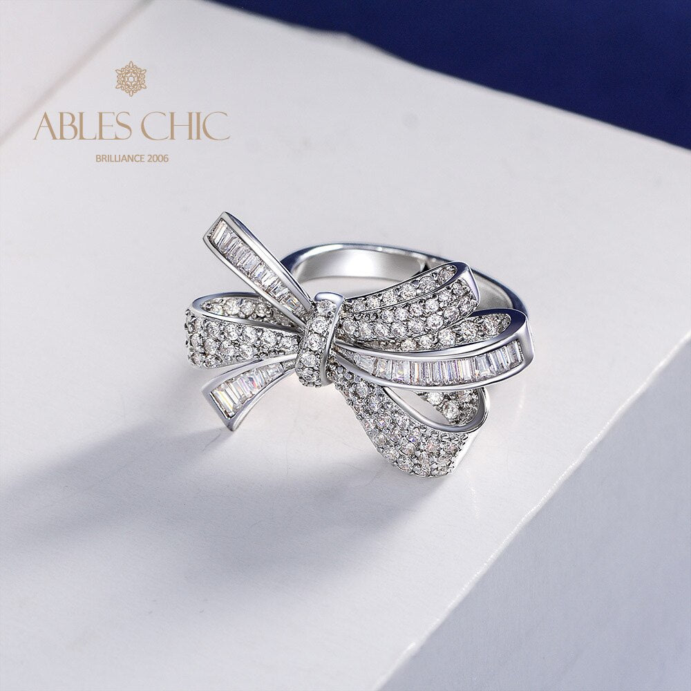 Diamonds Bow Knots Cocktail Ring R1090