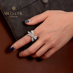 Diamonds Bow Knots Cocktail Ring R1090