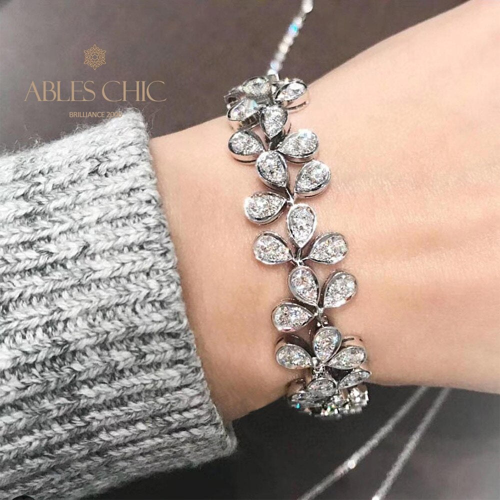 Flower Iced Out Wedding Bracelet B0553