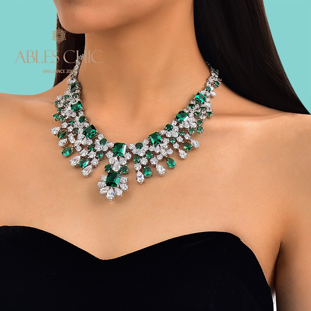Emerald Chanderlier Brides Necklace P0633