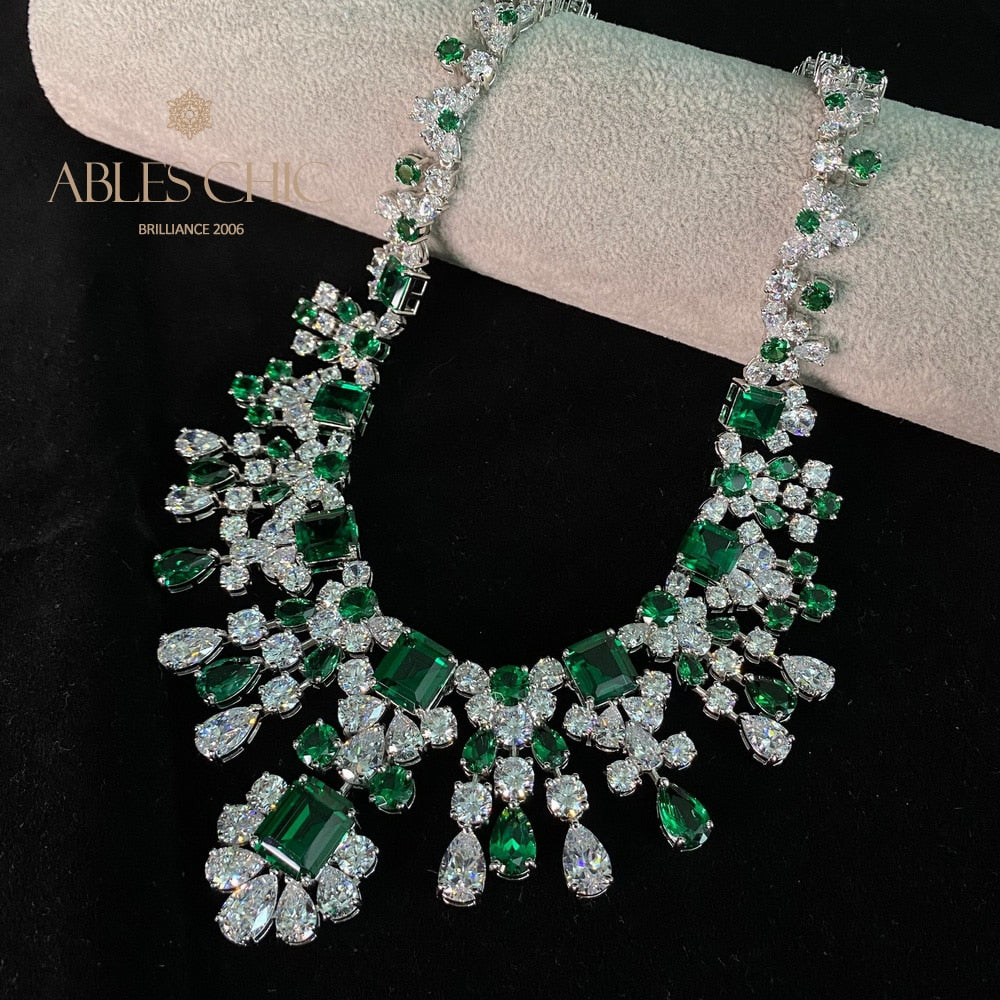Emerald Chanderlier Brides Necklace P0633