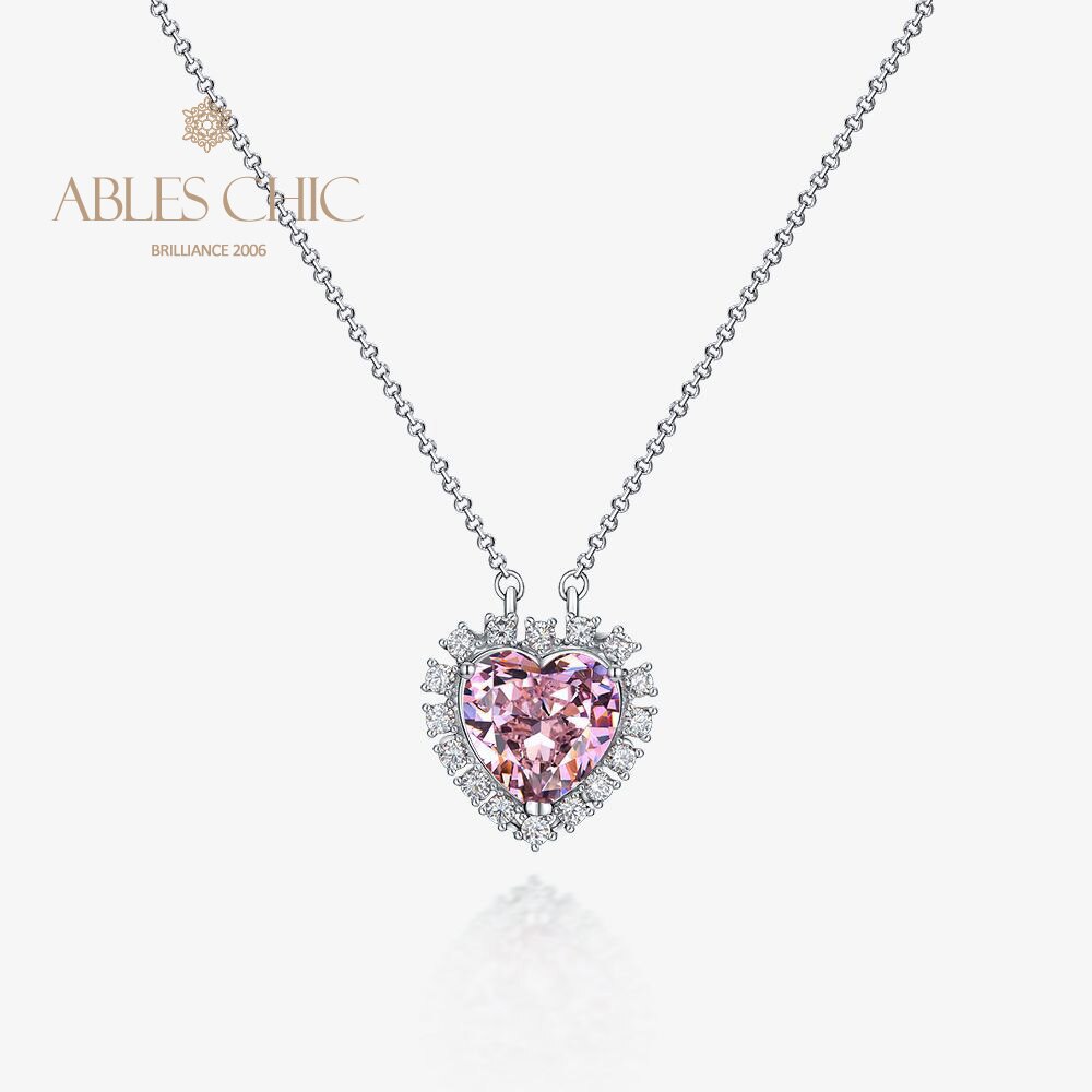 Morganite Halo Heart Pendant B0440