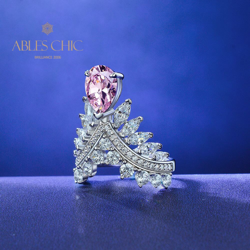 Sapphire Pear Crown Ring R1532