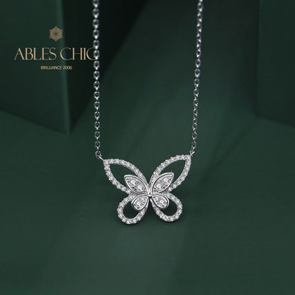 Paved Butterfly Necklace B0480