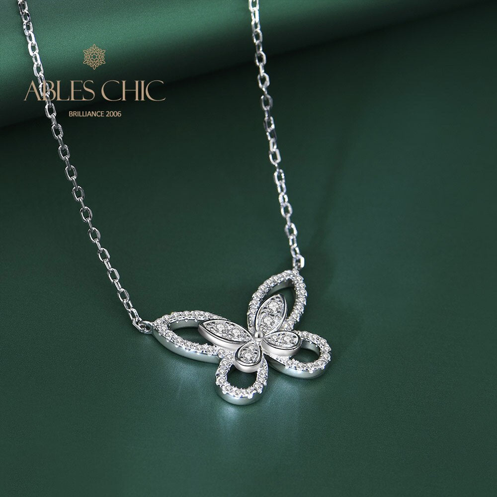 Paved Butterfly Necklace B0480
