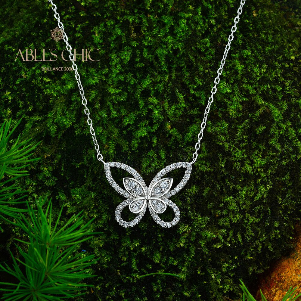 Paved Butterfly Necklace B0480