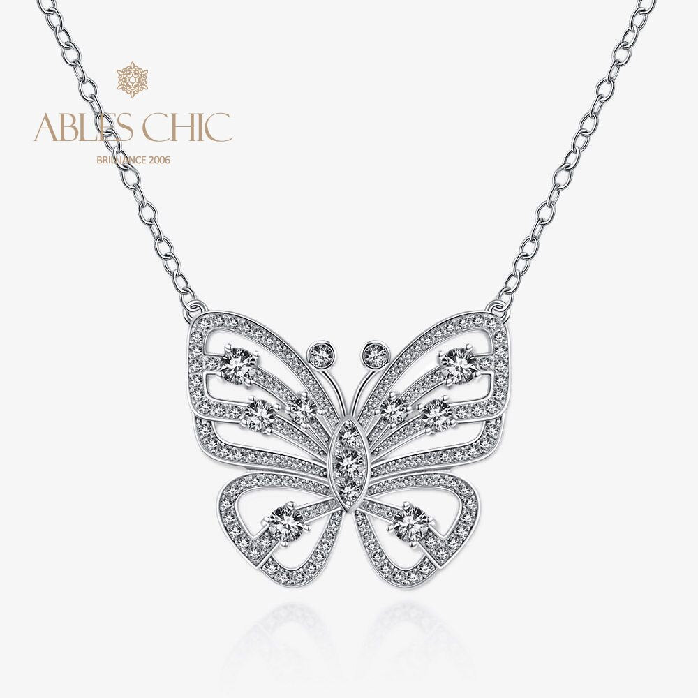 Paved Butterfly Necklace P0638