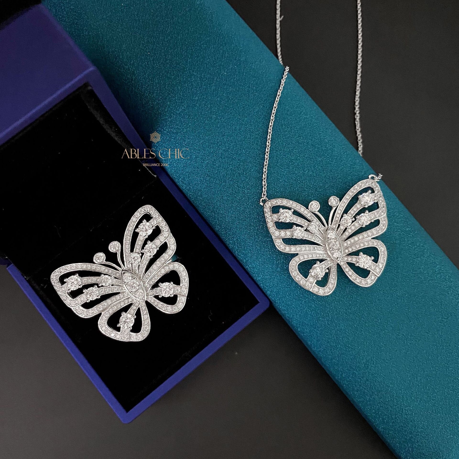 Paved Butterfly Necklace P0638