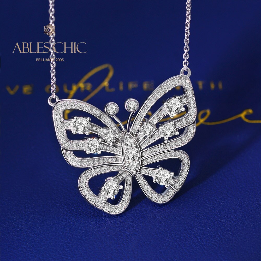 Paved Butterfly Necklace P0638