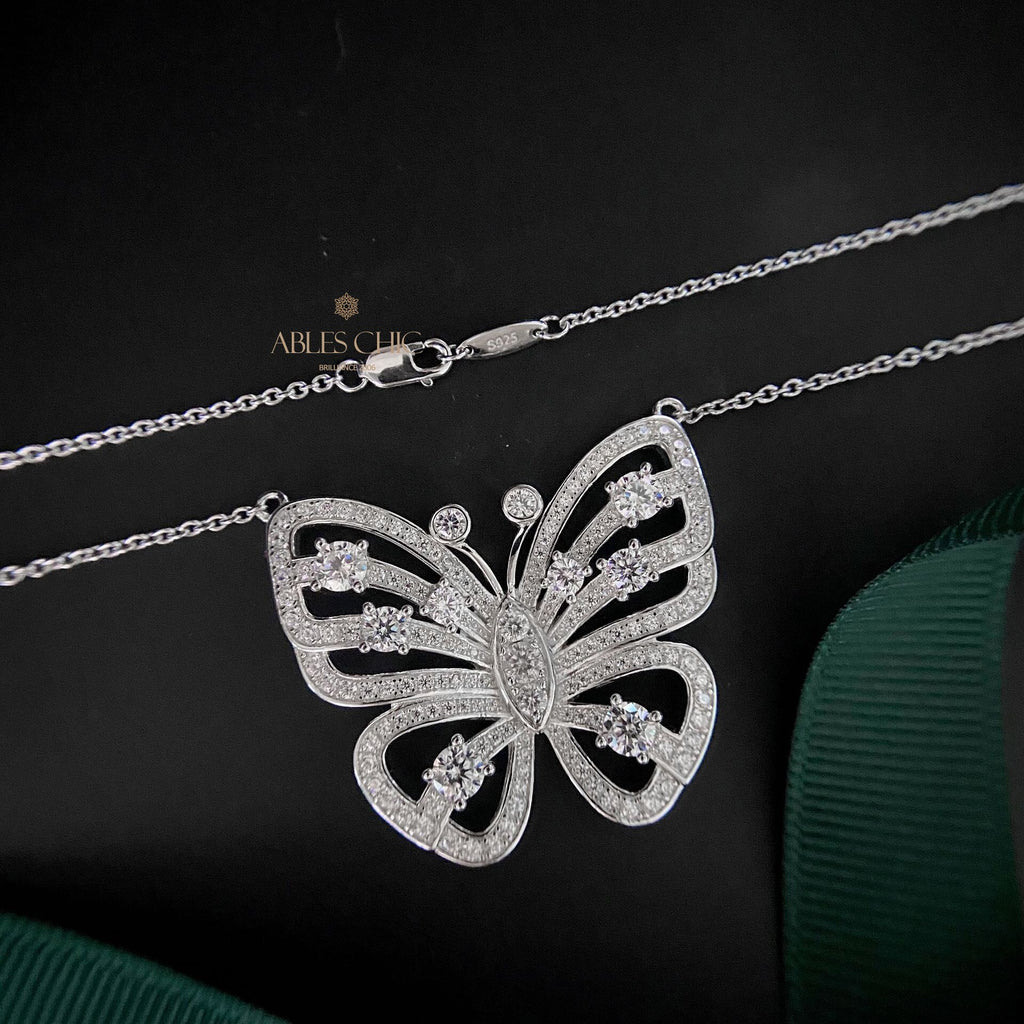 Paved Butterfly Necklace P0638