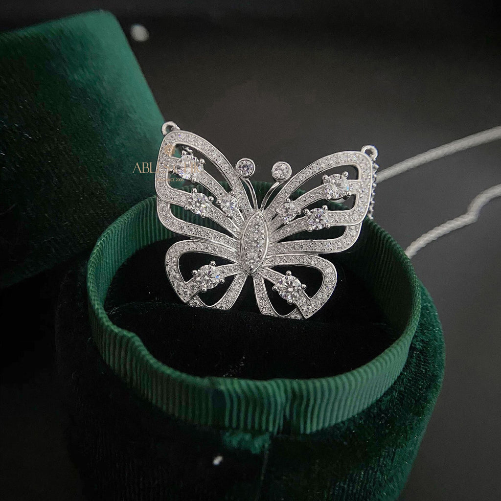 Paved Butterfly Necklace P0638