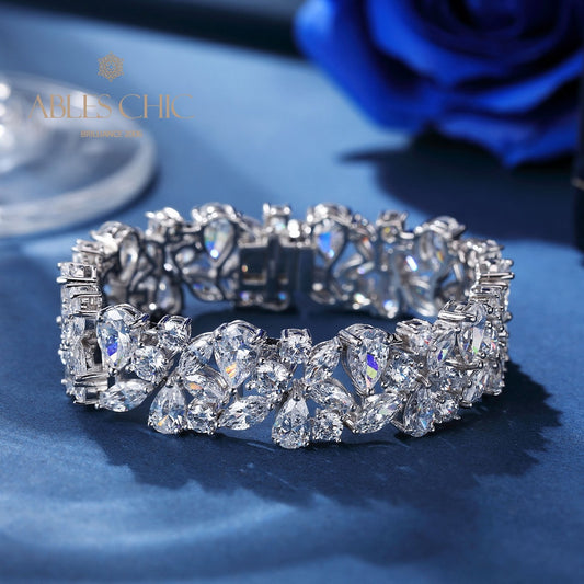 Iced Floral Bridal Bracelet B0630