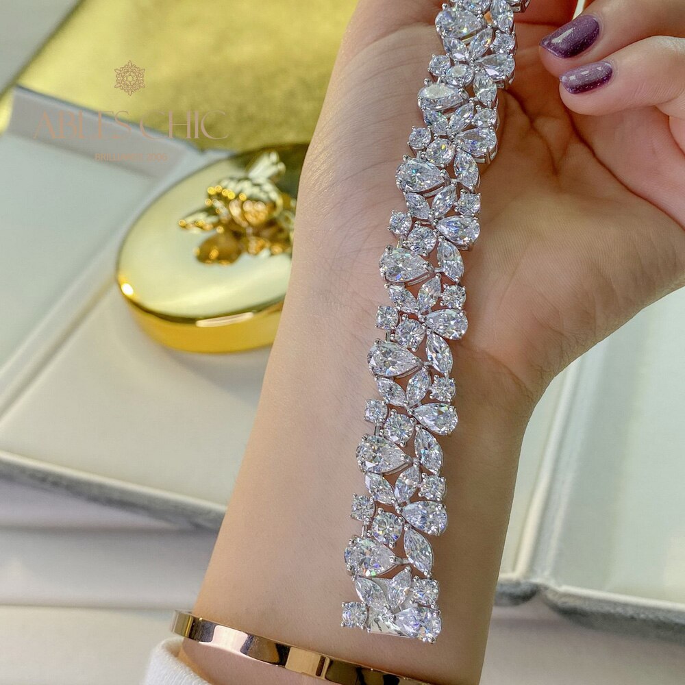 Iced Floral Bridal Bracelet B0630