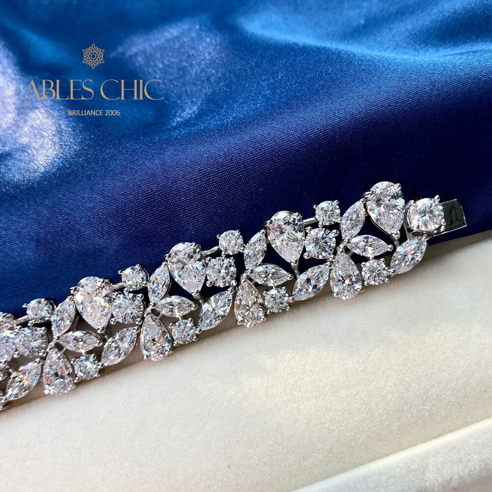 Iced Floral Bridal Bracelet B0630