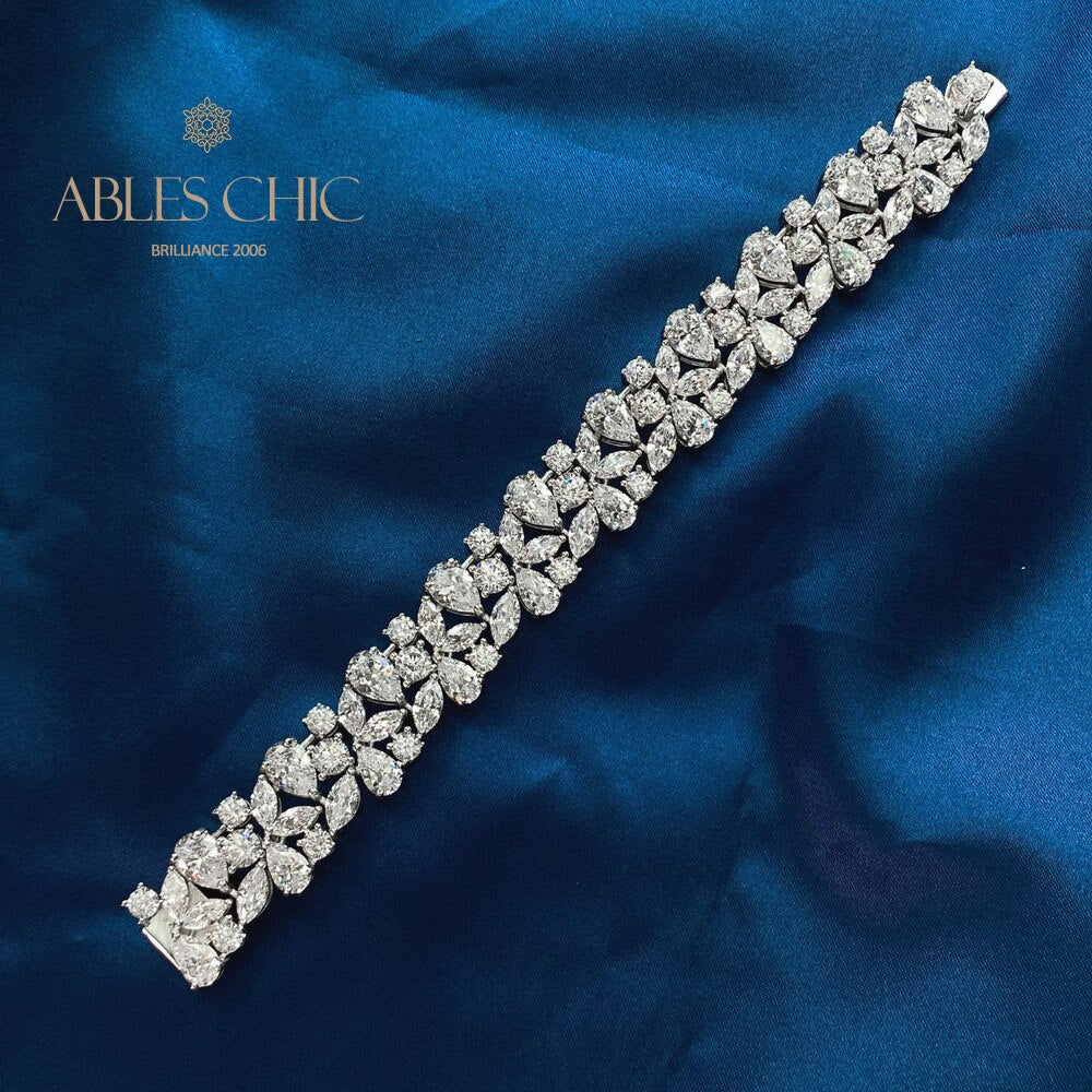 Iced Floral Bridal Bracelet B0630
