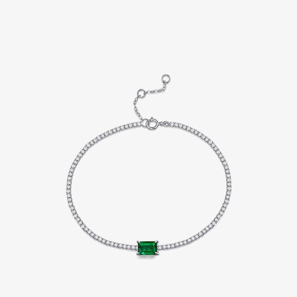 Lab Emerald Solitaire Bling Bracelet B0826