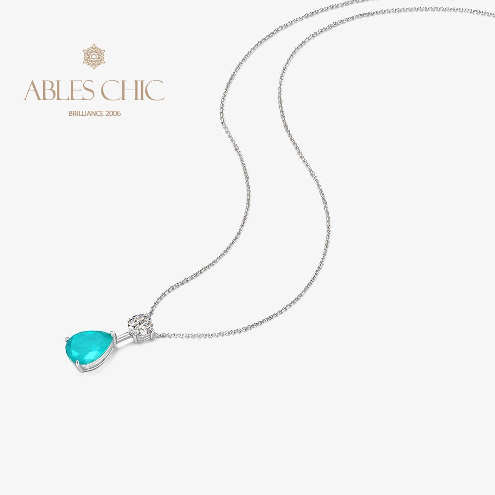 Lab Paraiba Teardrop Pendant B0411