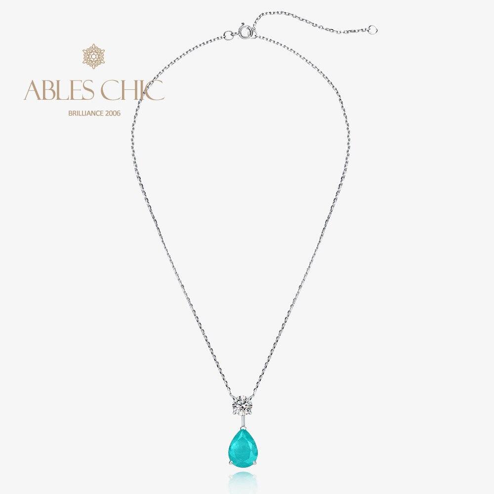 Lab Paraiba Teardrop Pendant B0411