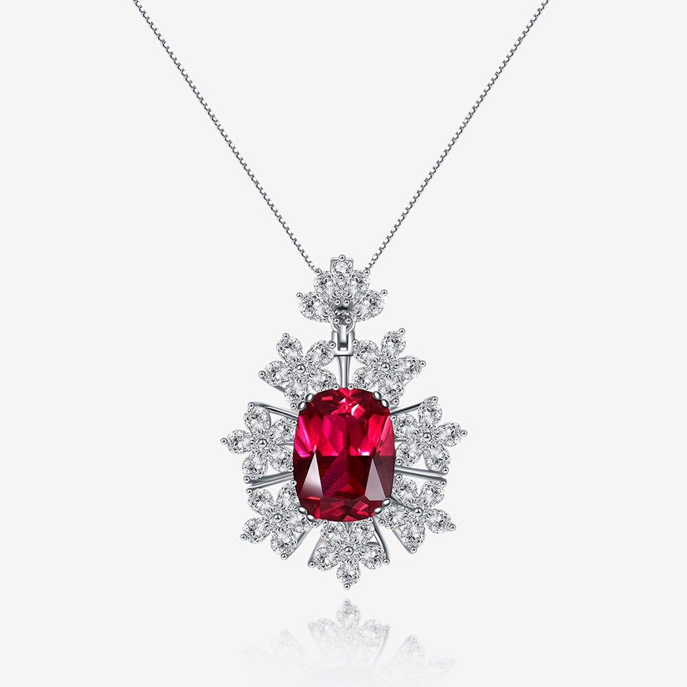 Ruby Snowflake Crown Pendant B0511