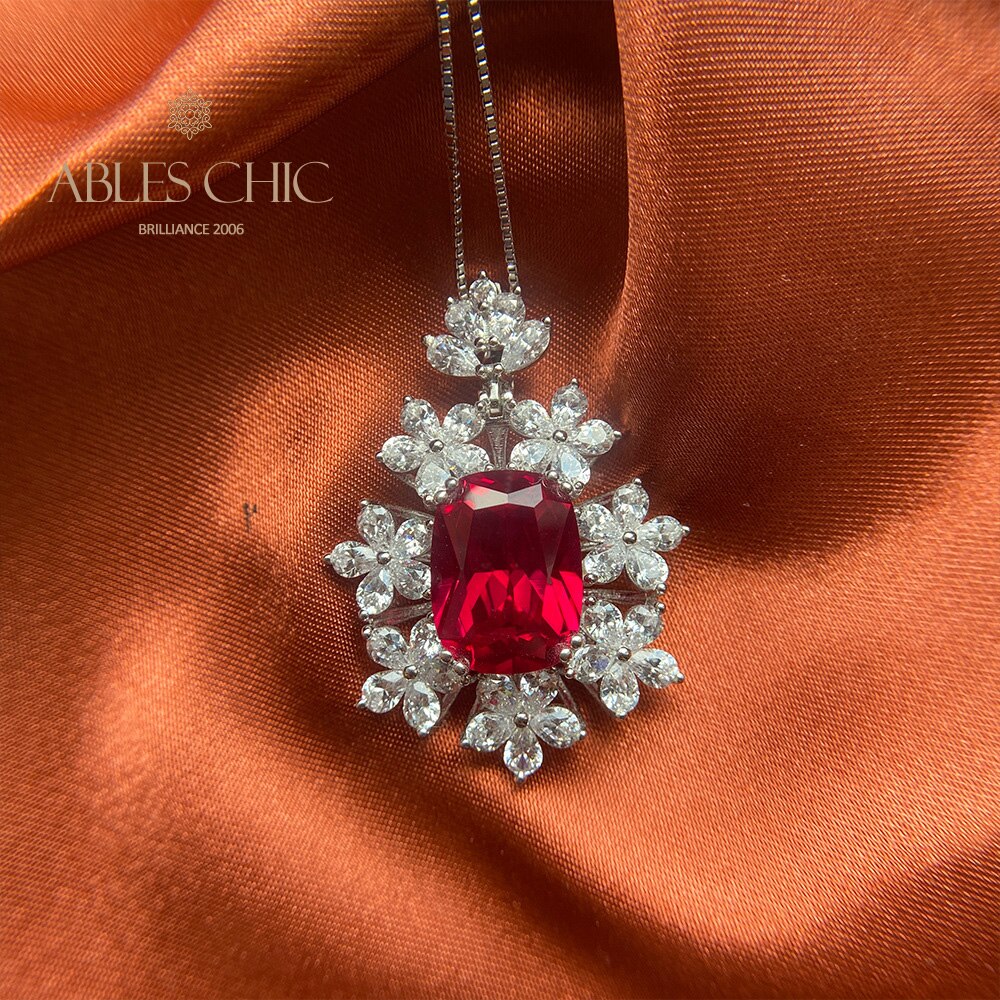 Ruby Snowflake Crown Pendant B0511