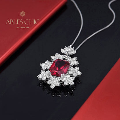 Ruby Snowflake Crown Pendant B0511