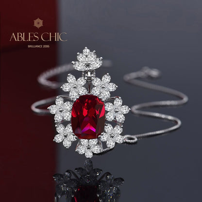 Ruby Snowflake Crown Pendant B0511