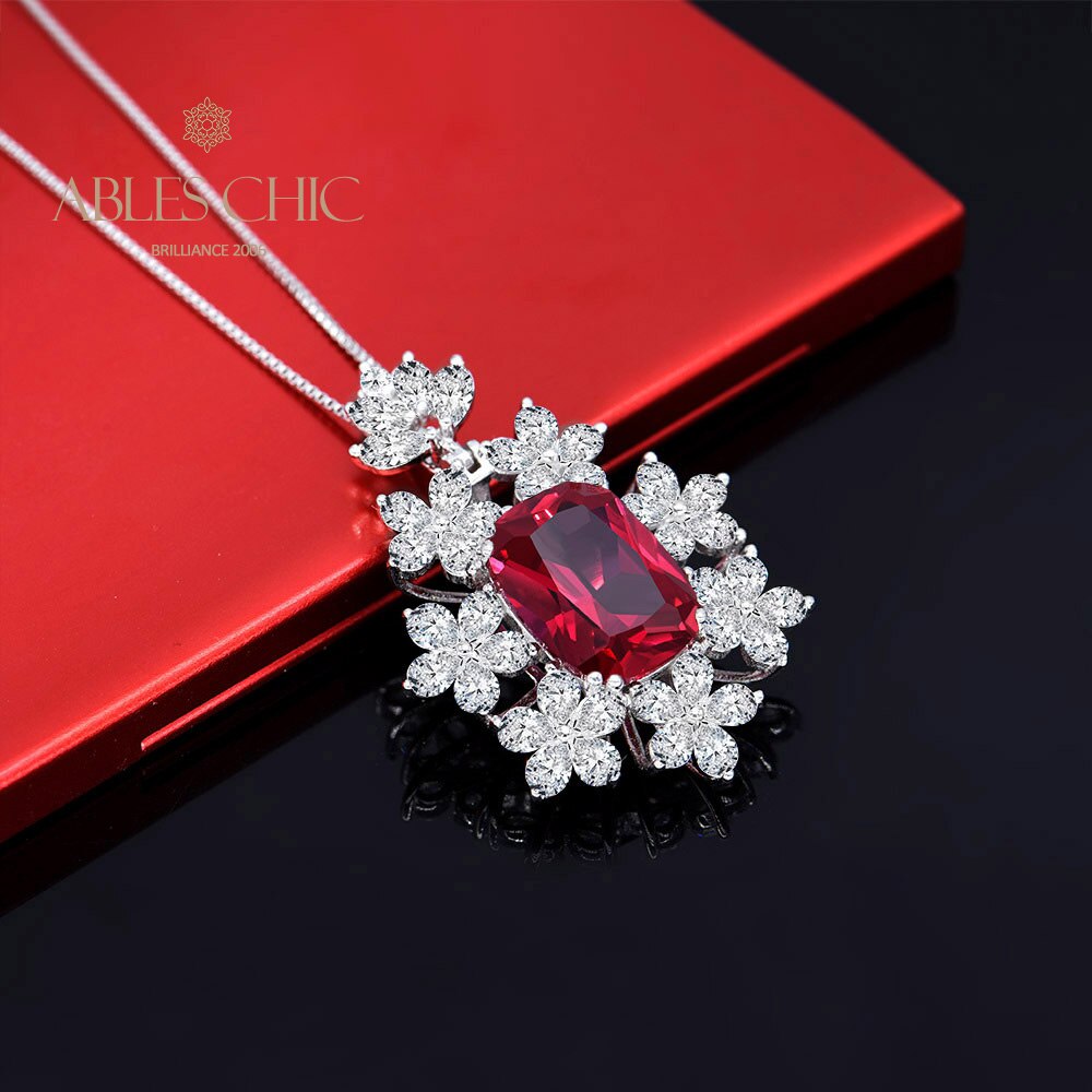 Ruby Snowflake Crown Pendant B0511