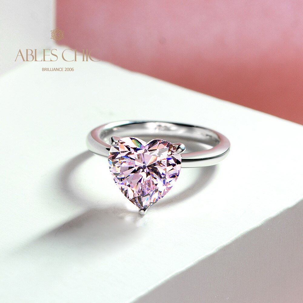 Solitaire Heart  Kunzite Bridal Ring R0308
