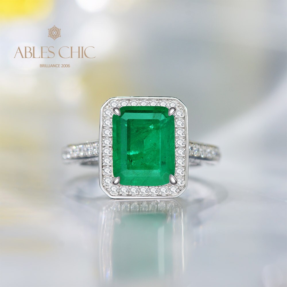 Lab Emerald Wedding Ring R0303
