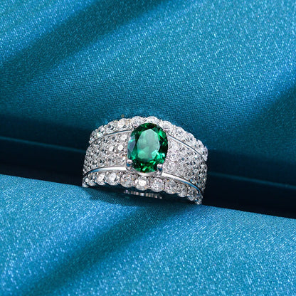Lab Emerald Wide Bridal Ring R1601
