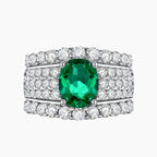 Lab Emerald Wide Bridal Ring R1601