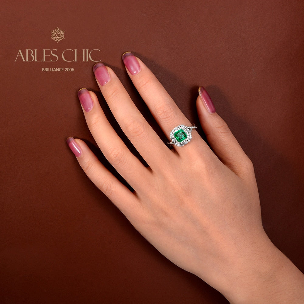 Lab Emerald Floral Wedding Ring R1088