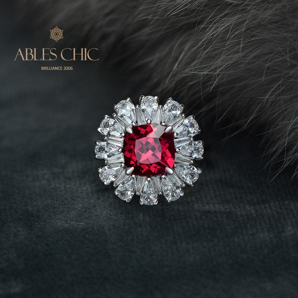 Ruby Flower Ring R1237