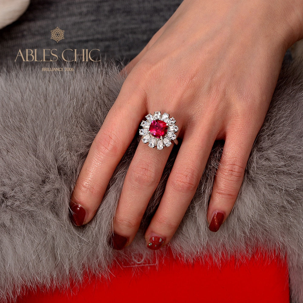Ruby Flower Ring R1237