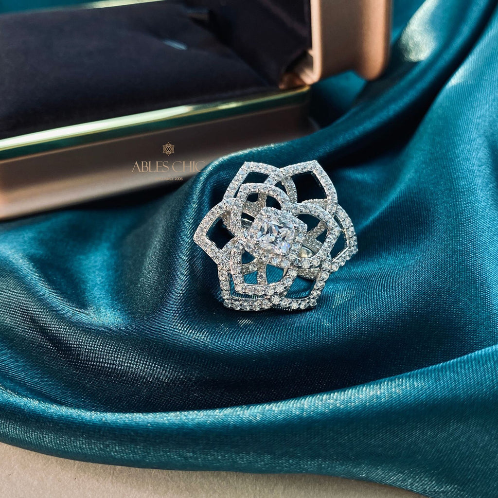 Citrine Rose Floral Wedding Ring R220