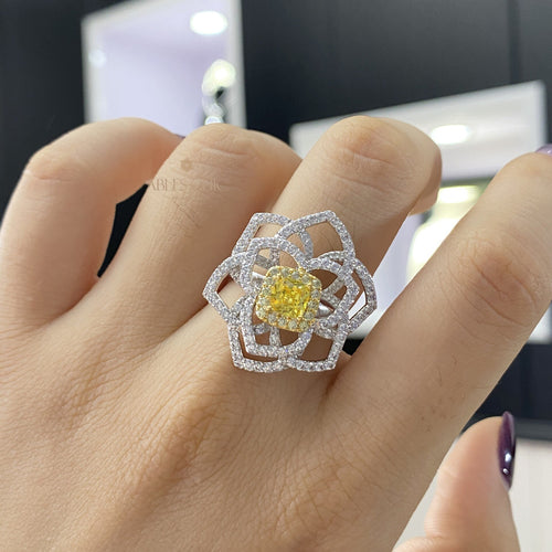 Citrine Rose Floral Wedding Ring R220