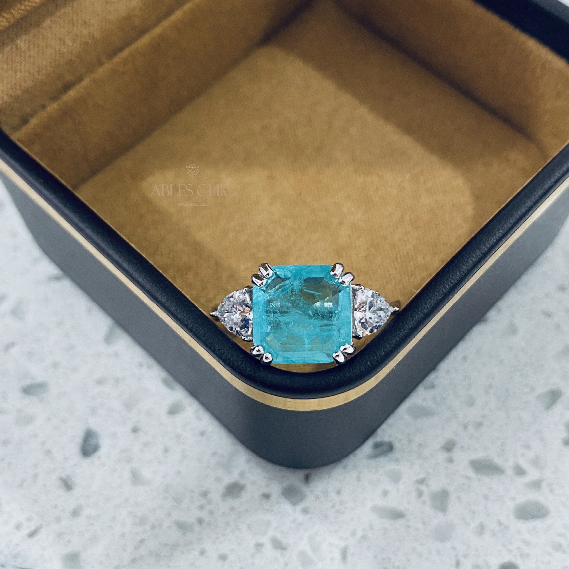 Lab Paraiba Wedding Ring R0896B