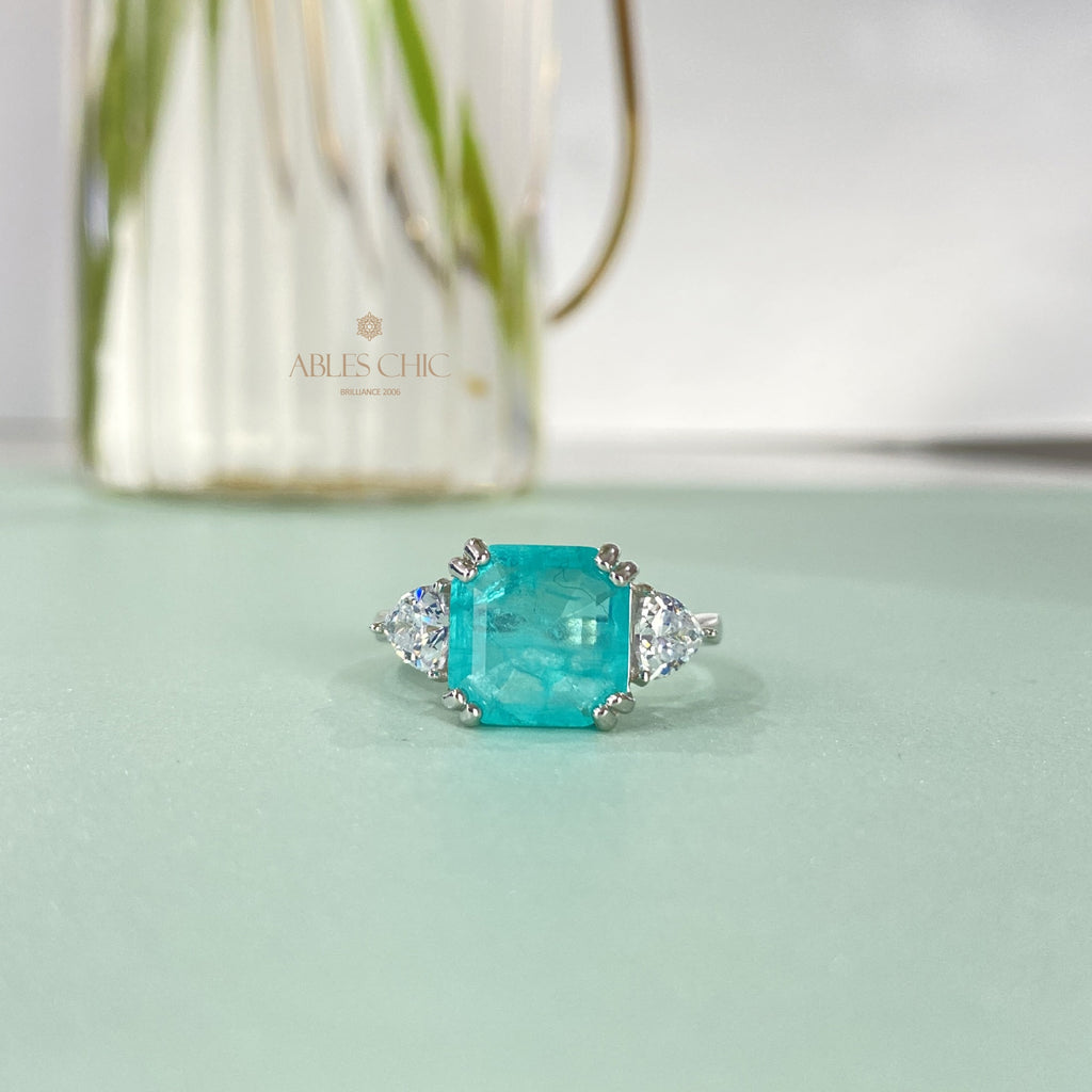 Lab Paraiba Wedding Ring R0896B