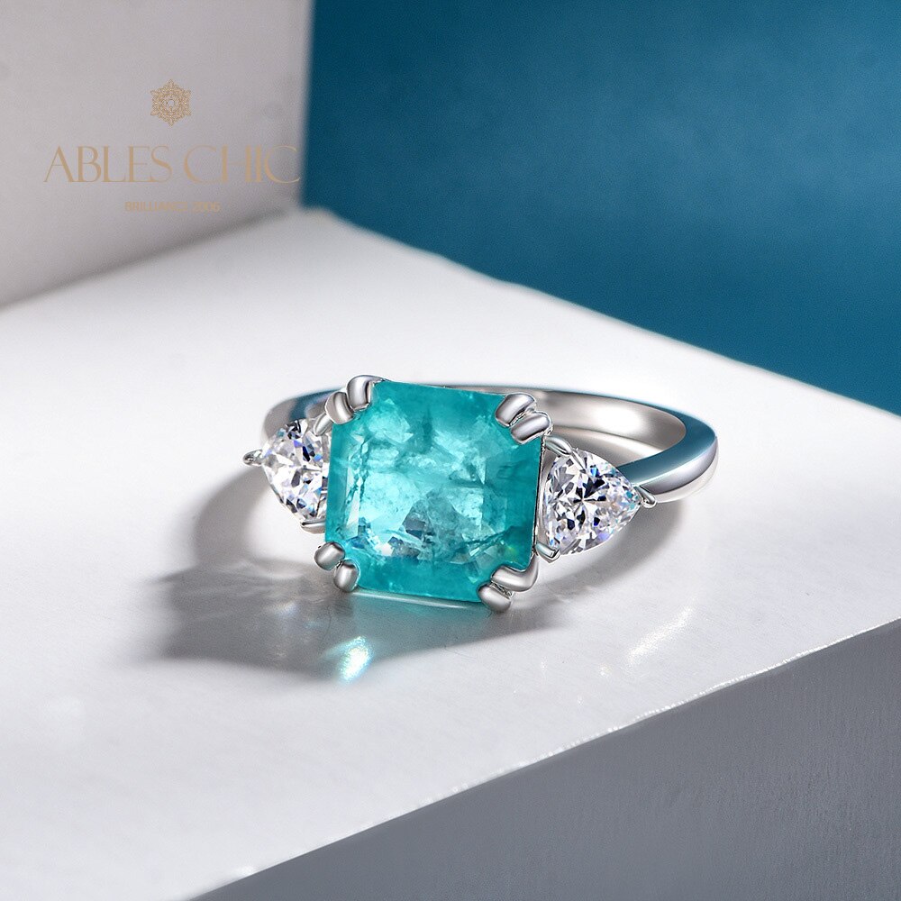 Lab Paraiba Wedding Ring R0896B