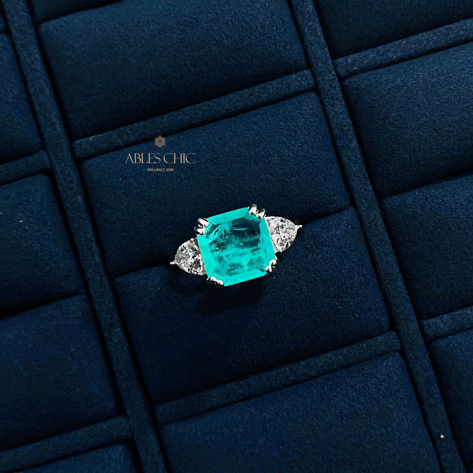Lab Paraiba Wedding Ring R0896B
