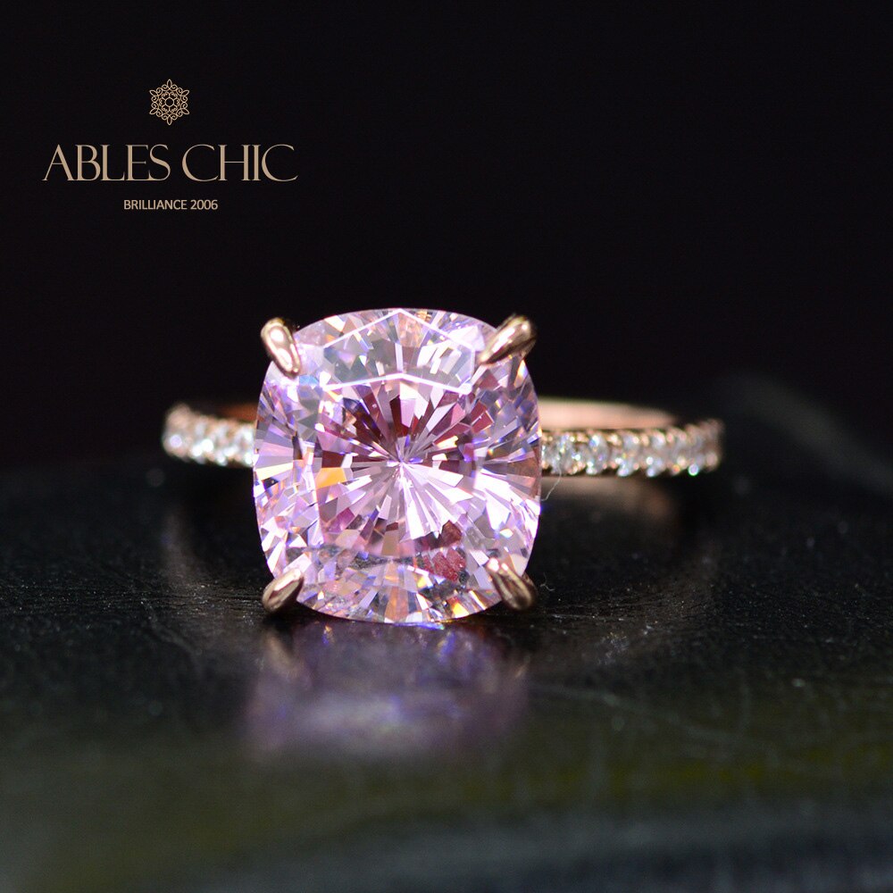 Kunzite Cushion Wedding Ring R0947
