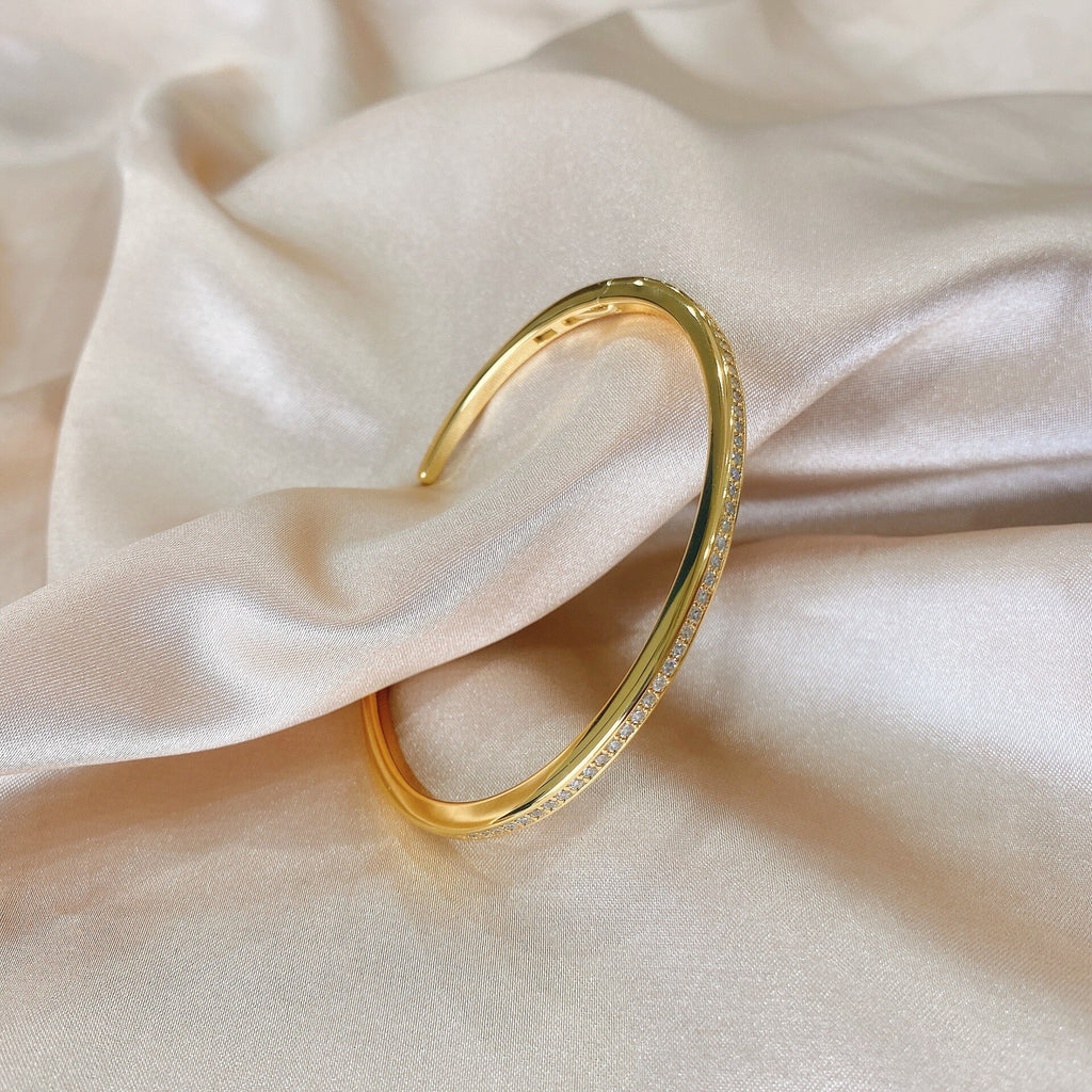 Paved Narrow Open Bangle B0880