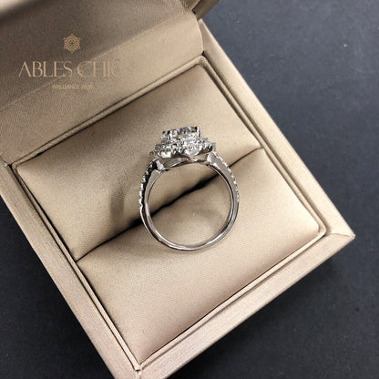 Paved Zircons Halo Ring R0403