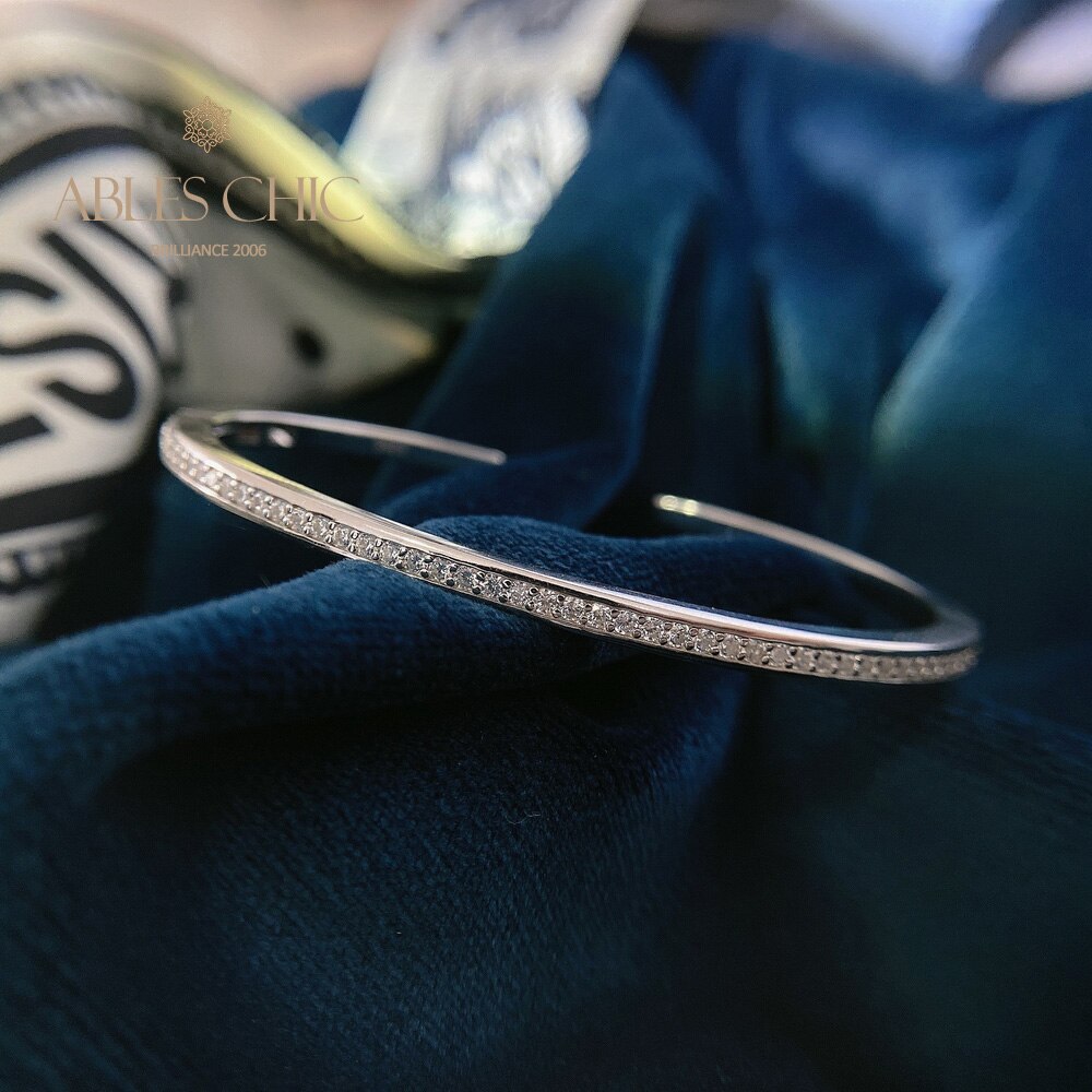 Paved Narrow Open Bangle B0880