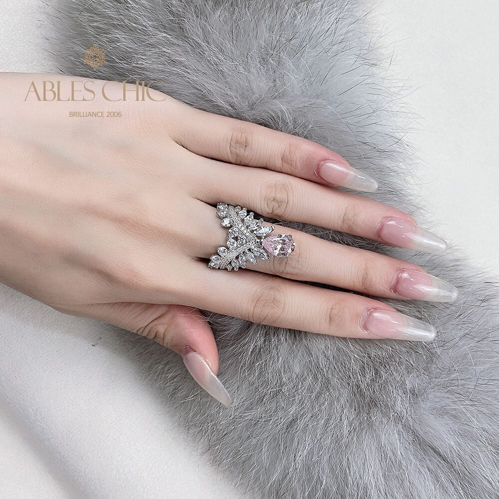 Sapphire Pear Crown Ring R1532